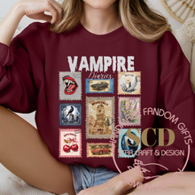 Load image into Gallery viewer, Vampire Diaries postage stamps Sweatshirt,Vampire Postage Tee, Mystic Falls Sweatshirt