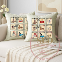 Load image into Gallery viewer, Throw Pillow Covers TVD Vintage Postage Stamps, Mystic Falls Pillow Cover