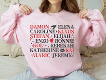 Load image into Gallery viewer, Damon, Elena, Caroline, Klaus, Stefan, Elijah, Enzo, Sweatshirt Characters