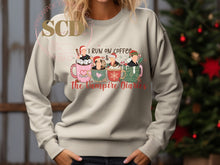 Load image into Gallery viewer, I Run on Coffee & The Vampire Diaries Christmas Sweatshirt