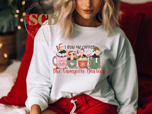 Load image into Gallery viewer, I Run on Coffee & The Vampire Diaries Christmas Sweatshirt