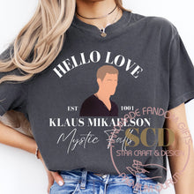 Load image into Gallery viewer, Mystic falls Klaus T-shirt, Hello Love Shirt