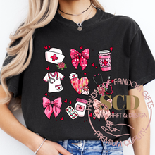 Load image into Gallery viewer, Pink Valentine Nurse Shirt, Valentine Nurse Coquette