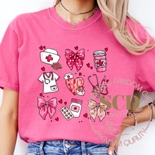 Load image into Gallery viewer, Pink Valentine Nurse Shirt, Valentine Nurse Coquette