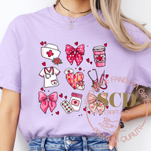 Load image into Gallery viewer, Pink Valentine Nurse Shirt, Valentine Nurse Coquette