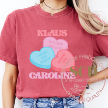 Load image into Gallery viewer, Klaus and Caroline, Valentine's T-shirt, He's Your First Love