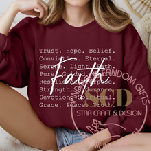 Load image into Gallery viewer, Faith Sweatshirt, Belief Sweatshirt, Faith Word Typography Sweatshirt.