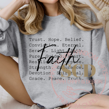 Load image into Gallery viewer, Faith Sweatshirt, Belief Sweatshirt, Faith Word Typography Sweatshirt.