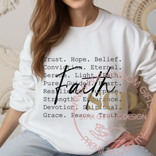 Load image into Gallery viewer, Faith Sweatshirt, Belief Sweatshirt, Faith Word Typography Sweatshirt.
