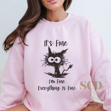 Load image into Gallery viewer, It's Fine I'm Fine Everything Is Fine Sweatshirt ,I'm Fine Shirt, Cat Sweaters