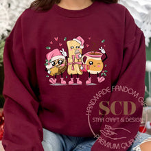 Load image into Gallery viewer, Mexican Christmas Sweatshirt pan dulce cartoon characters