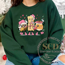 Load image into Gallery viewer, Mexican Christmas Sweatshirt pan dulce cartoon characters