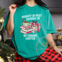 Load image into Gallery viewer, Naughty Or Nice Depends On My Current Charter Christmas T-shirt