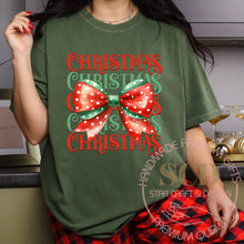 Load image into Gallery viewer, Christmas Bow Shirt, Coquette Bow Shirts, Christmas Girly Tees