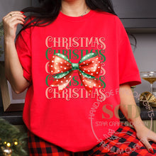 Load image into Gallery viewer, Christmas Bow Shirt, Coquette Bow Shirts, Christmas Girly Tees