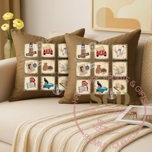 Load image into Gallery viewer, Throw Pillow Covers TVD Vintage Postage Stamps, Mystic Falls Pillow Cover
