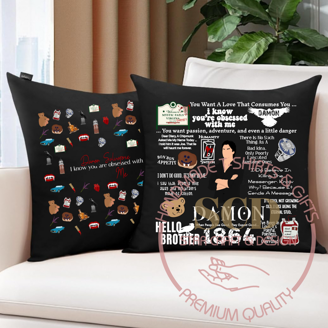 Throw Pillow Covers Famous Quotes Damon, Vampire Diaries ,Team Damon