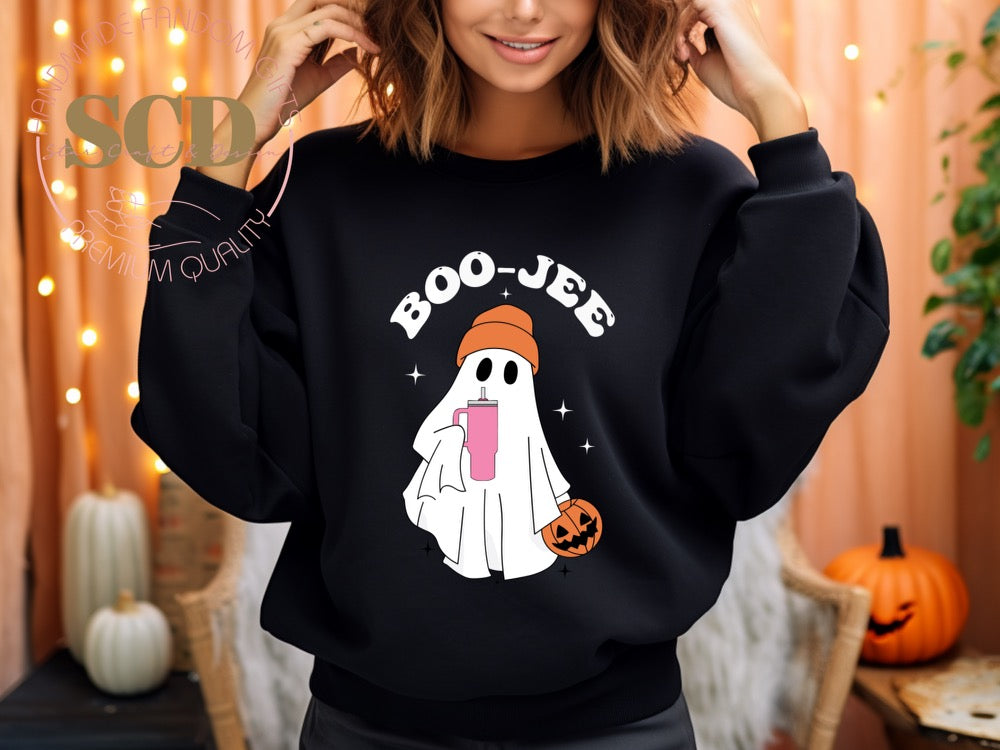 Boo -Jee with Tumbler Halloween  Sweatshirt