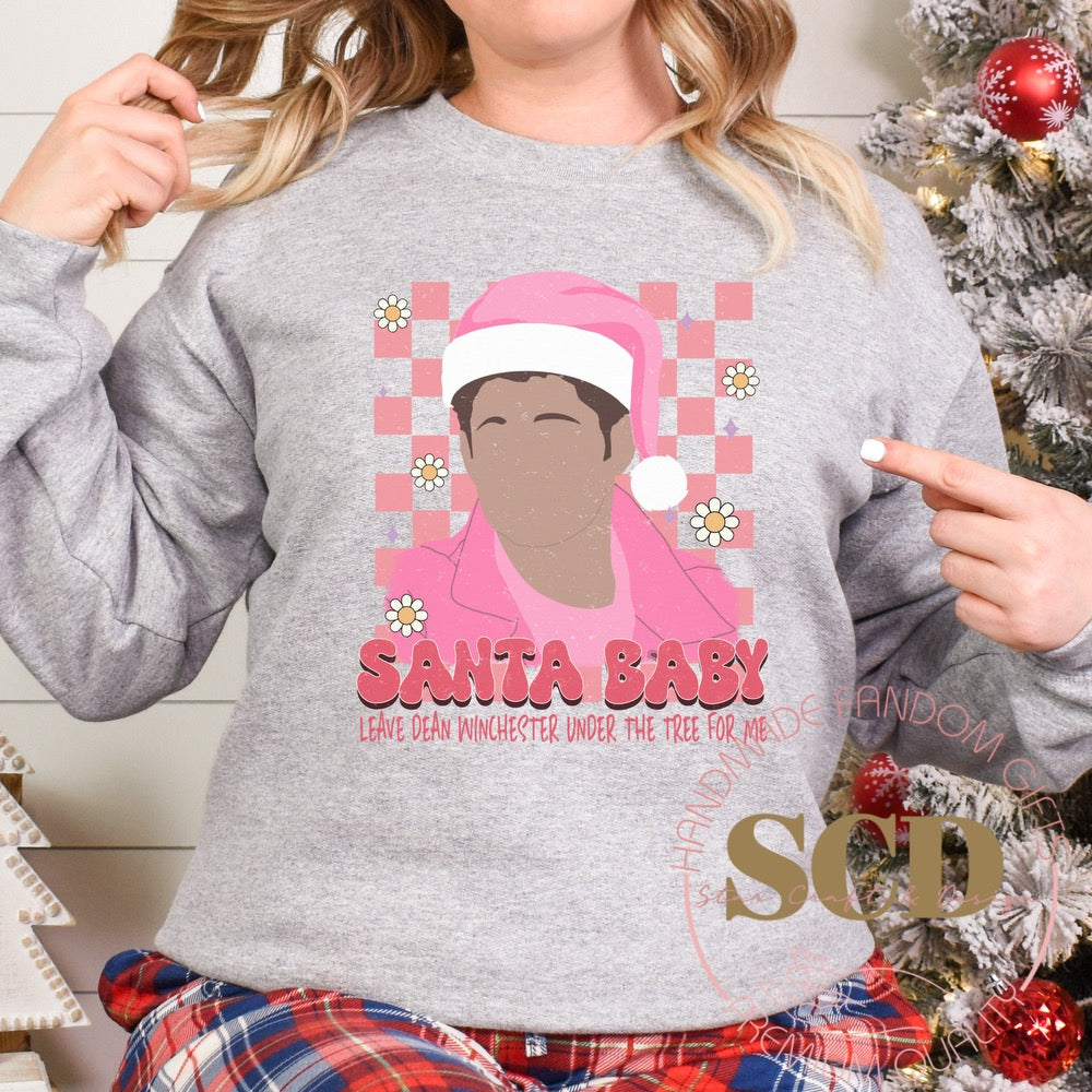 Leave Dean Winchester Under The Tree For Me,Christmas Sweatshirt, Santa BaBy Sweater
