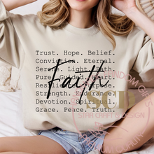 Load image into Gallery viewer, Faith Sweatshirt, Belief Sweatshirt, Faith Word Typography Sweatshirt.
