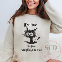 Load image into Gallery viewer, It&#39;s Fine I&#39;m Fine Everything Is Fine Sweatshirt ,I&#39;m Fine Shirt, Cat Sweaters
