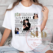 Load image into Gallery viewer, Elena And Damon Quotes TVD T-shirt
