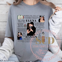 Load image into Gallery viewer, Elena And Damon Quotes TVD T-shirt
