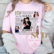 Load image into Gallery viewer, Elena And Damon Quotes TVD T-shirt
