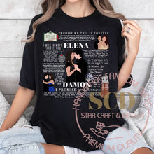 Load image into Gallery viewer, Elena And Damon Quotes TVD T-shirt
