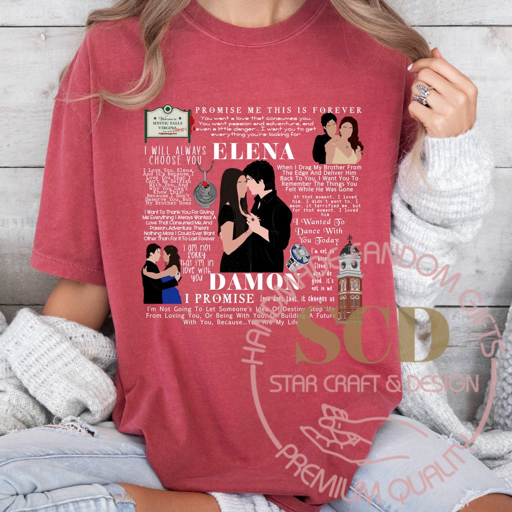 Elena And Damon Quotes TVD T-shirt
