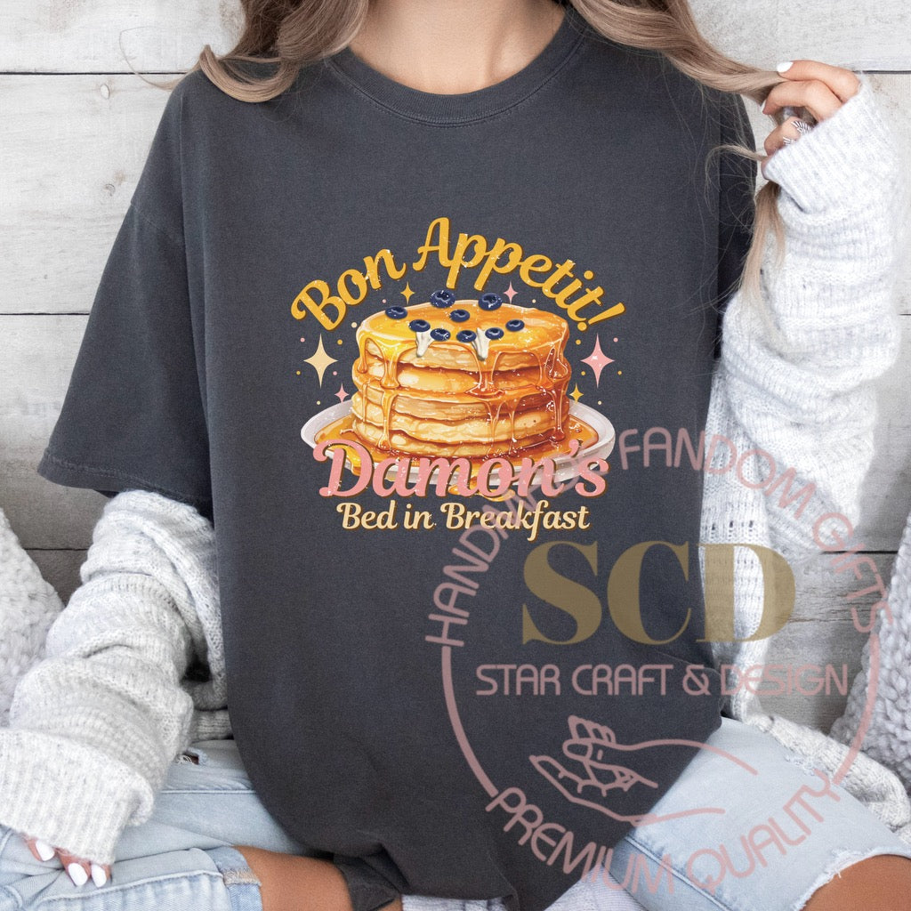 Bon Appetit! T-shirt, Damon Bed in Breakfast T-shirt