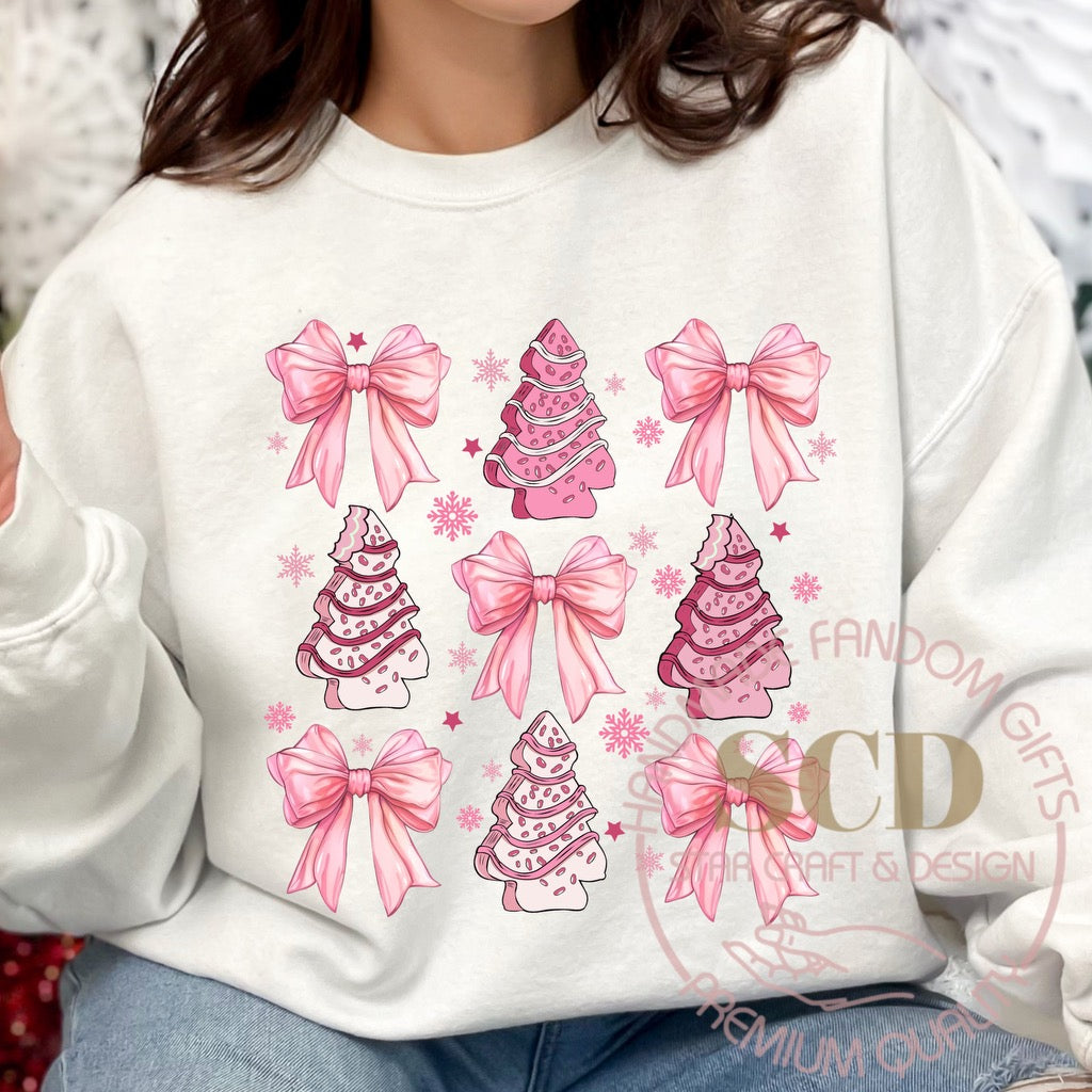 Coquette Christmas Cake Sweatshirt, Christmas Tree Cake Sweatshirt