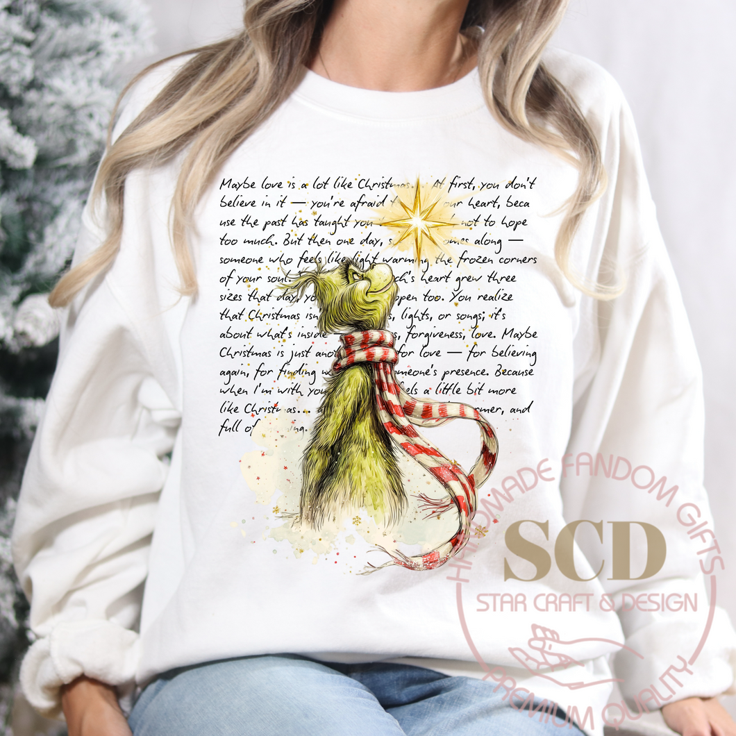 Maybe Love Is A Lot Like Christmas Sweatshirt, At First You Don't Believe In It Crewneck