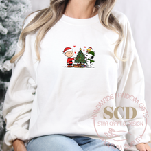 Load image into Gallery viewer, Charlie Brown and Dog Christmas Crewneck Sweatshirt ,Holiday Peanuts Design
