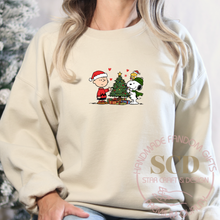Load image into Gallery viewer, Charlie Brown and Dog Christmas Crewneck Sweatshirt ,Holiday Peanuts Design
