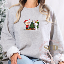 Load image into Gallery viewer, Charlie Brown and Dog Christmas Crewneck Sweatshirt ,Holiday Peanuts Design
