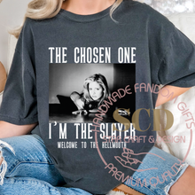 Load image into Gallery viewer, The Chosen One I&#39;m The Slayer T-shirt, Buffy T-shirt, Black and White Tee
