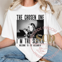 Load image into Gallery viewer, The Chosen One I&#39;m The Slayer T-shirt, Buffy T-shirt, Black and White Tee
