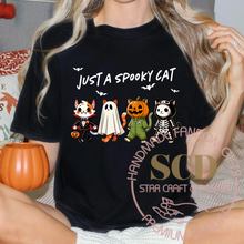 Load image into Gallery viewer, Just A Spooky Cat T-Shirt, Halloween Apparel
