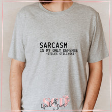 Load image into Gallery viewer, Sarcasm is my only defense Stiles Stilinski Teen Wolf Shirt
