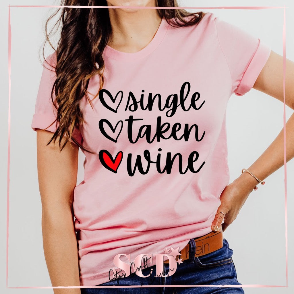 Valentine T-Shirt Single Taken Wine